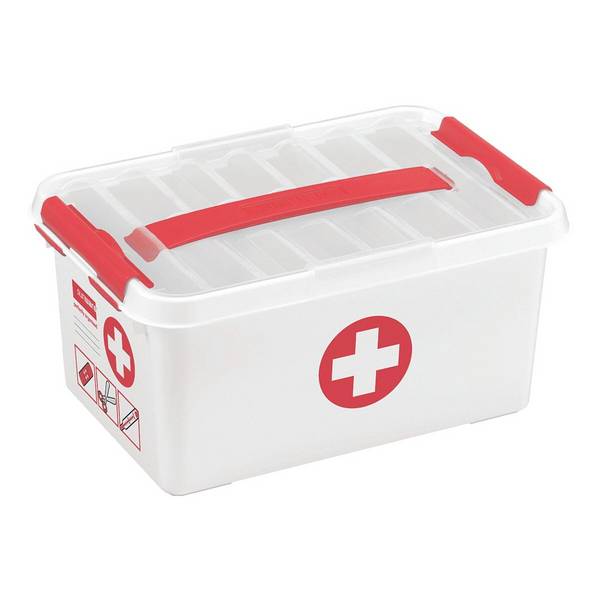 Sunware® First Aid Box La Q-Line 6.0 L-30,0 x 20,0 x 14,5 cm bianco/rosso