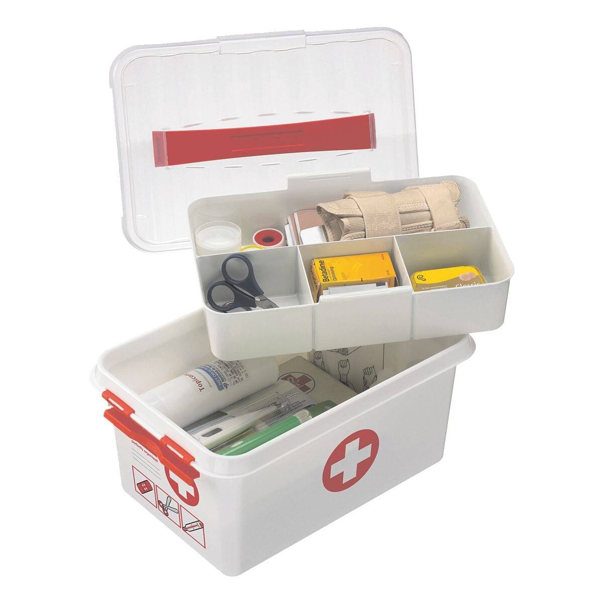 Sunware® First Aid Box La Q-Line 6.0 L-30,0 x 20,0 x 14,5 cm bianco/rosso-1