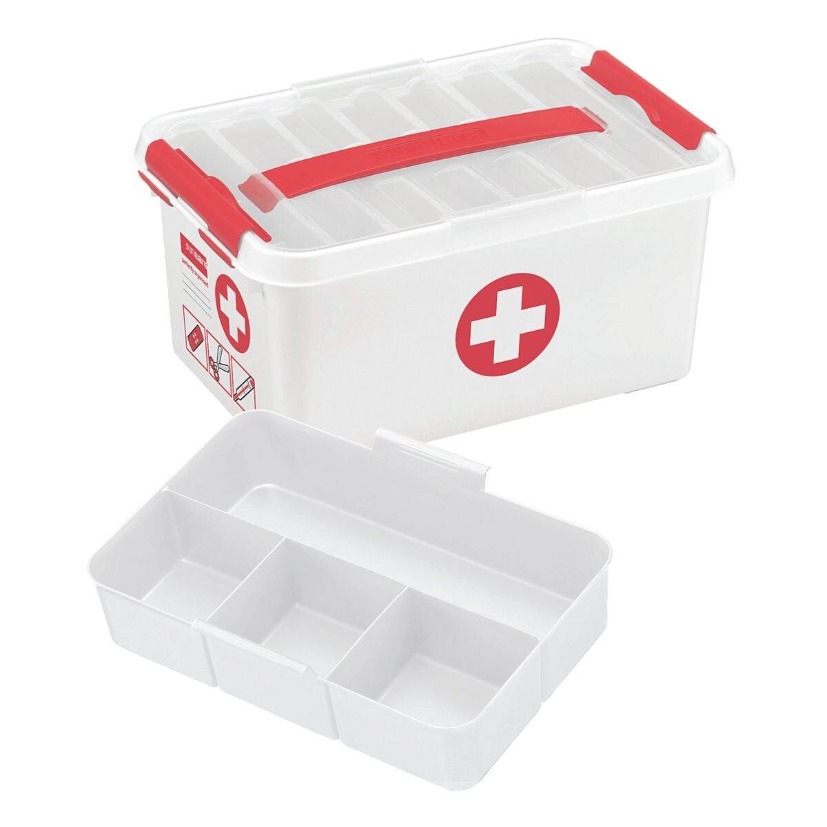 Sunware® First Aid Box La Q-Line 6.0 L-30,0 x 20,0 x 14,5 cm bianco/rosso-2