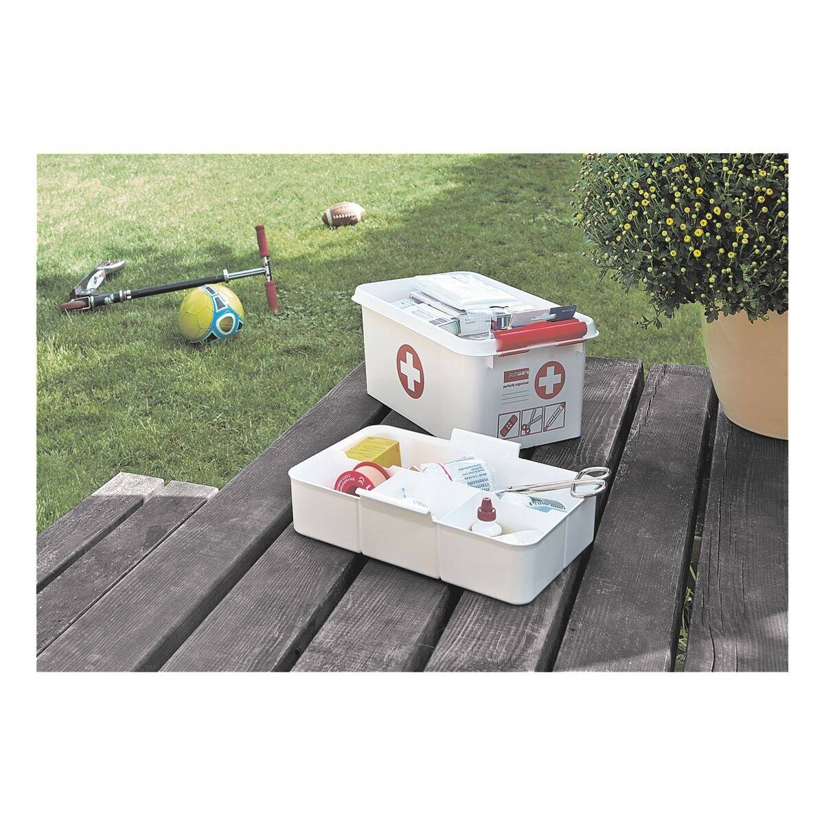 Sunware® First Aid Box La Q-Line 6.0 L-30,0 x 20,0 x 14,5 cm bianco/rosso-3