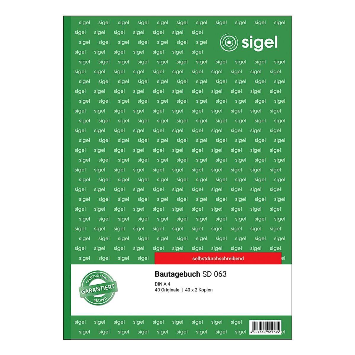 sigel Formularbuch "Bautagebuch", A4, 3 x 40 Blatt, SD - für den Markt: D (SD063)-2