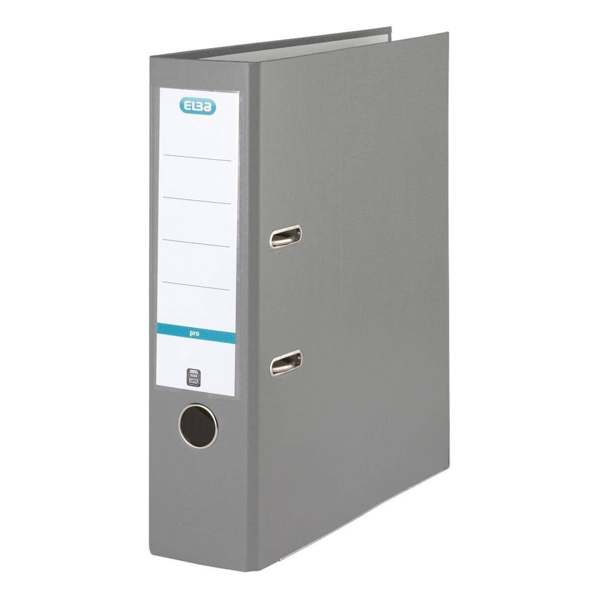 ELBA Ordner smart PP-Papier, Rückenbreite: 80 mm, grau DIN A4, Einband außen PP - innen Papier, Sichttasche mit (10456 G