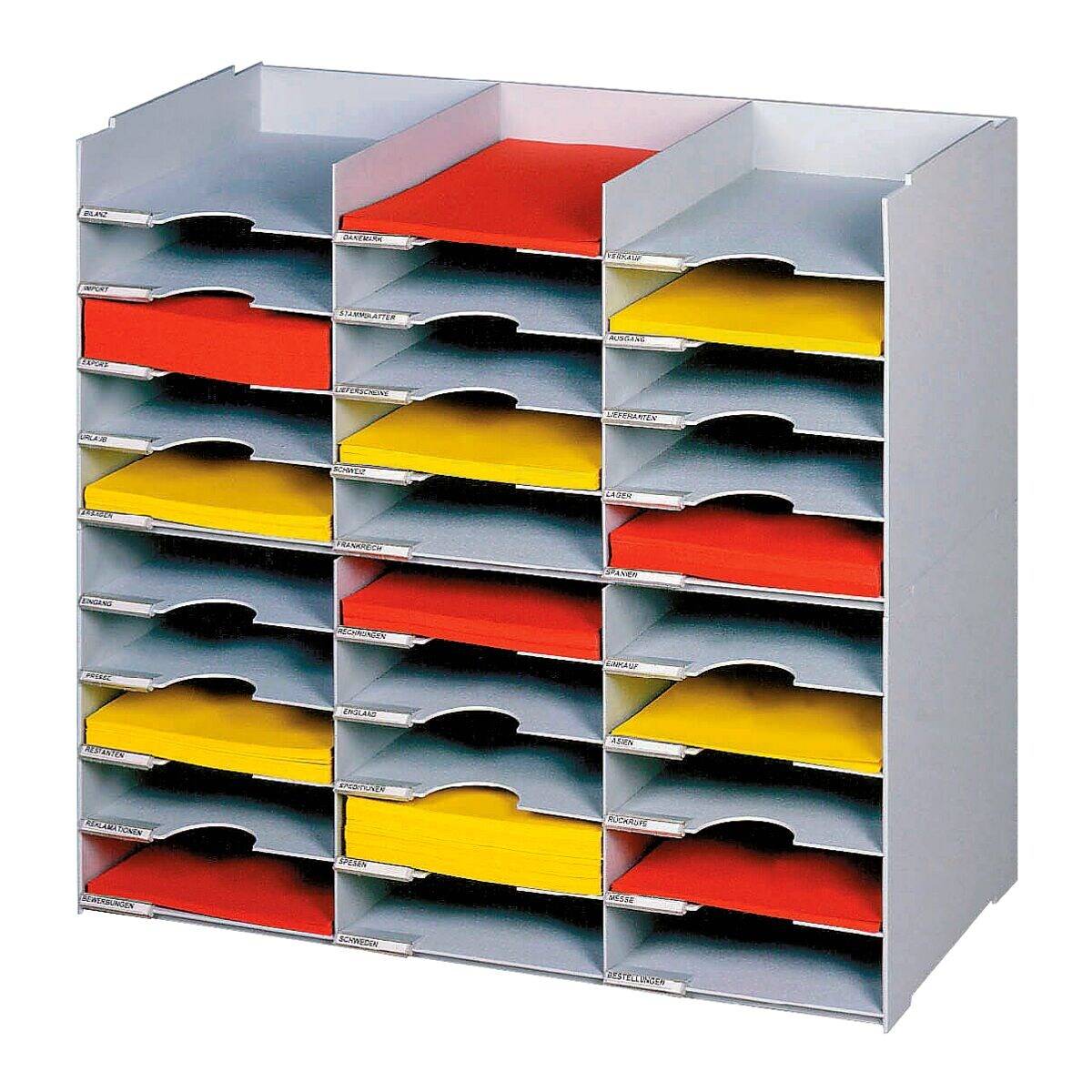 Schedario portacorrispondenza Paperflow componibile a 15 cassetti grigio 67x30,4x31,3 cm - K421302-1