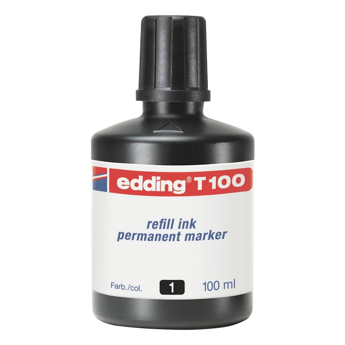 Bottiglia di ricarica Edding T100 per pennarello indelebile - Capacità 100 ml - Colore nero-1