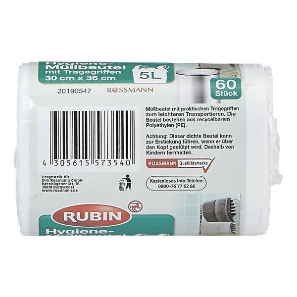 Sacchi spazzatura RUBIN Sacchi spazzatura RUBIN ig. 5,0 litri bianco-3