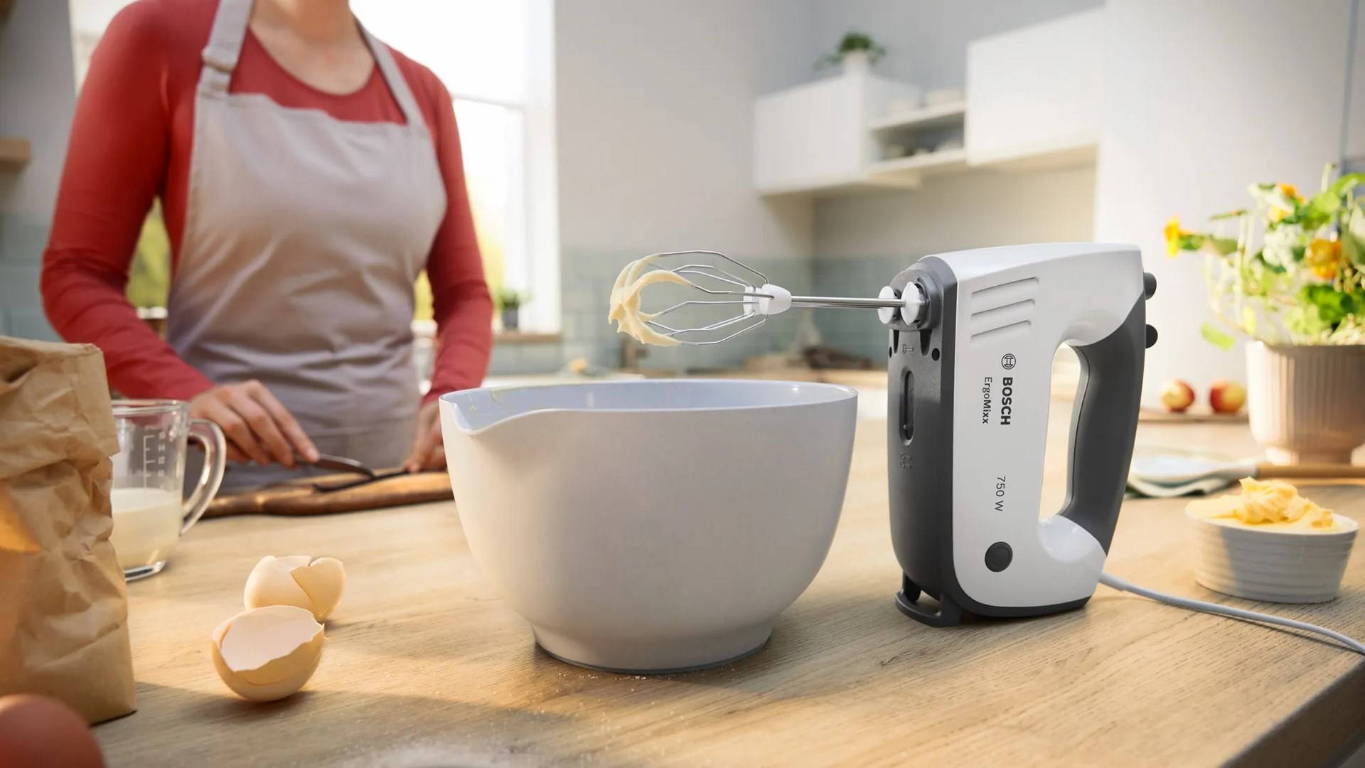 Bosch ErgoMixx 750 Watt, Edelstahl-Mixuß Sbattitore elettrico 750 W Nero, Bianco-2