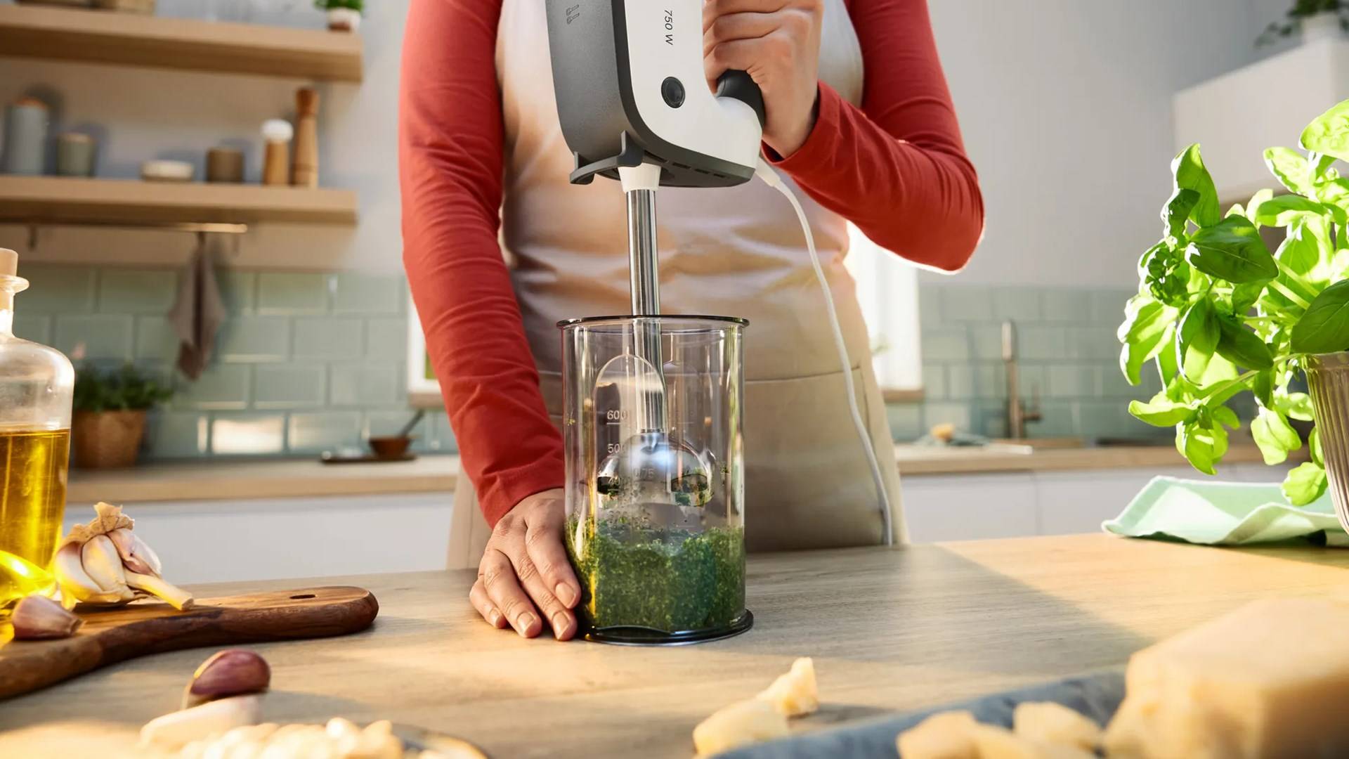 Bosch ErgoMixx 750 Watt, Edelstahl-Mixuß Sbattitore elettrico 750 W Nero, Bianco-3