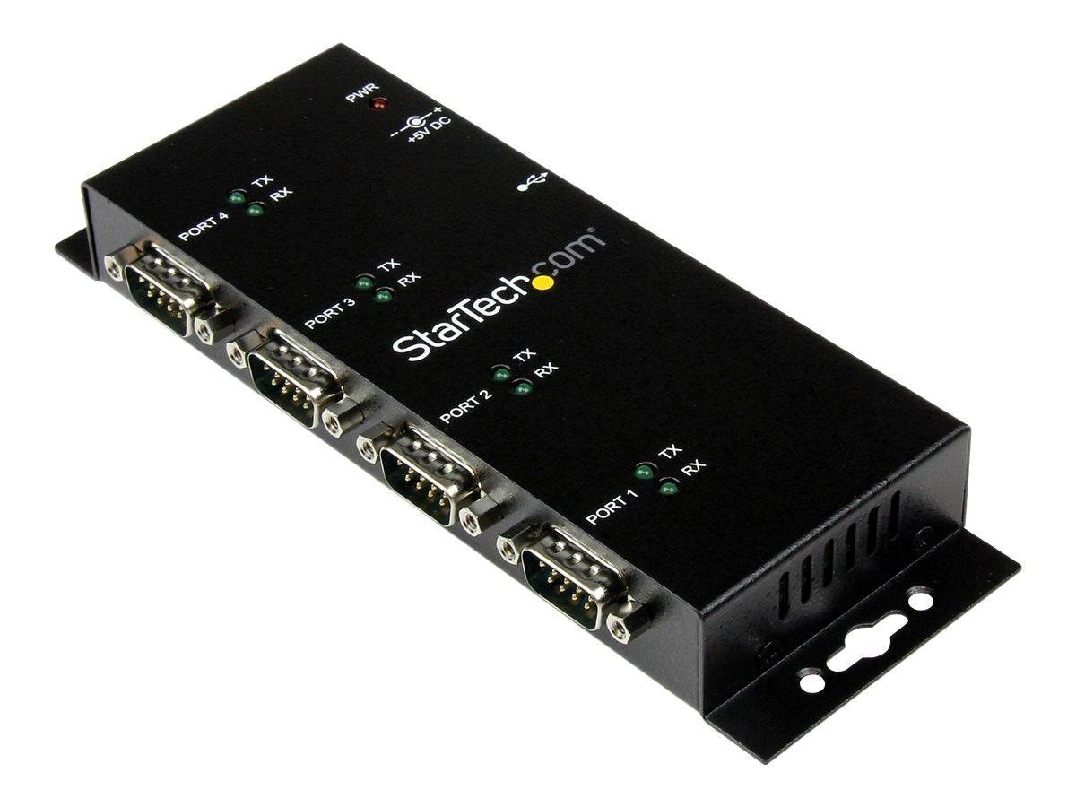StarTech.com Hub adattatore seriale USB a DB9 RS232 4 porte - Guide DIN industriali e montabile a parete ICUSB2324I-0
