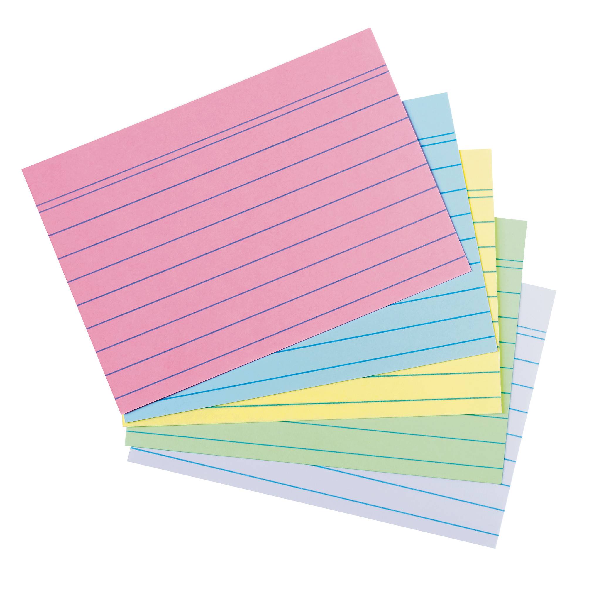 Herlitz Karteikarte A6 liniert farbig sortiert 4 Farben plus weiß Blauer Engel 200er (50041145)-1