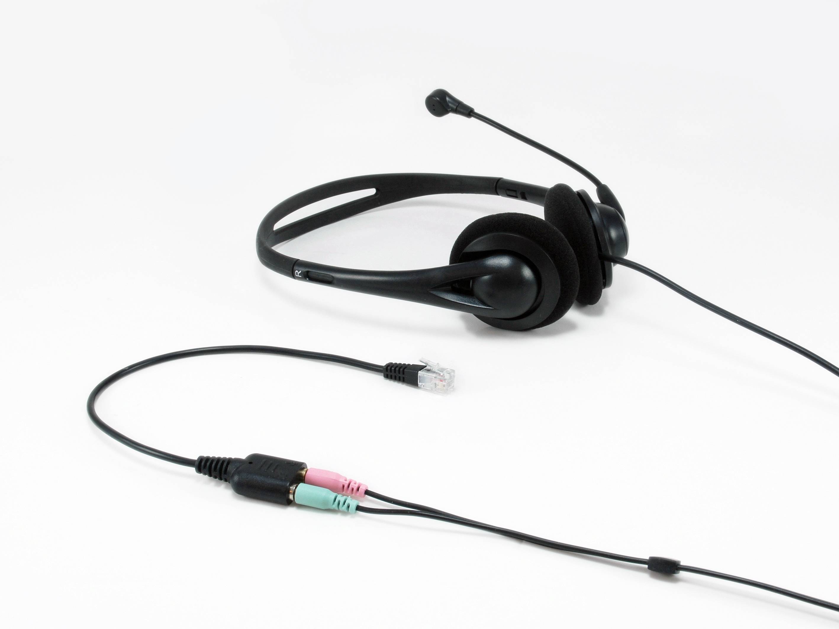 • Audio-Adapterkabel • RJ9 Stecker auf 2x 3.5mm Klinkenbuchse • Kabellänge: ca. 25cm-1