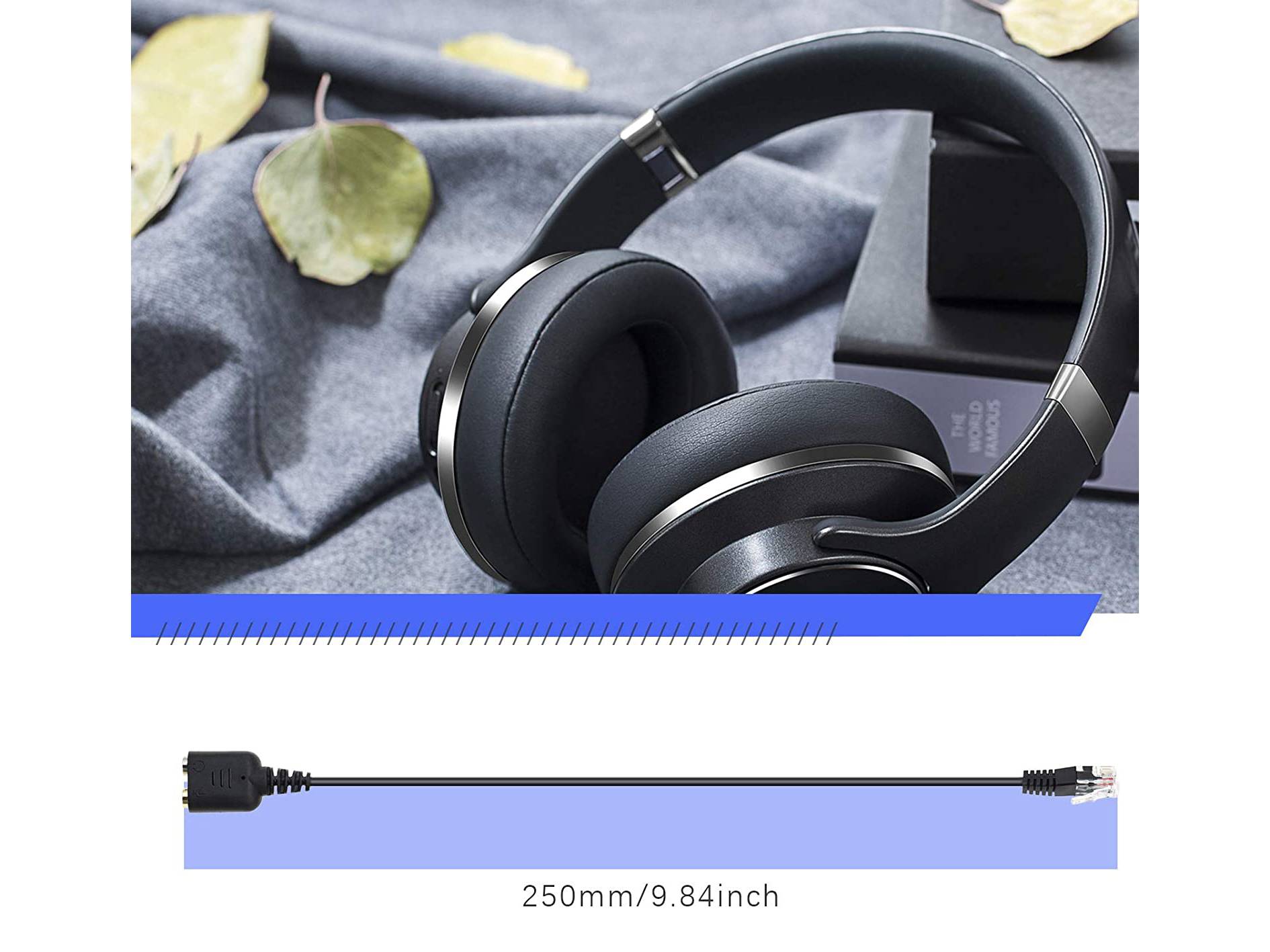 • Audio-Adapterkabel • RJ9 Stecker auf 2x 3.5mm Klinkenbuchse • Kabellänge: ca. 25cm-4