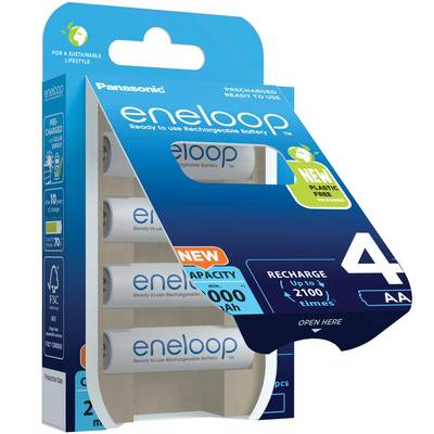 Batteria ricaricabile Panasonic eneloop, precaricata, blister (confezione da 4) BK-3MCDE/4BE NiMH, Mignon, AA, HR06,...-0