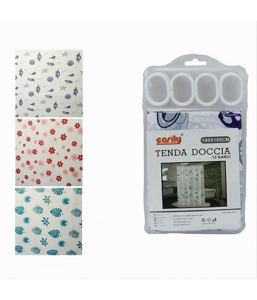 Tenda Per Doccia Varie Fantasie Impermeabile 180x180cm Con 12 Anelli Bagno 59825 --0