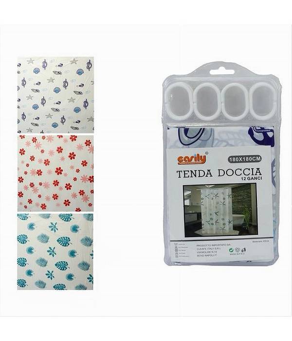 Tenda Per Doccia Varie Fantasie Impermeabile 180x180cm Con 12 Anelli Bagno 59825 -