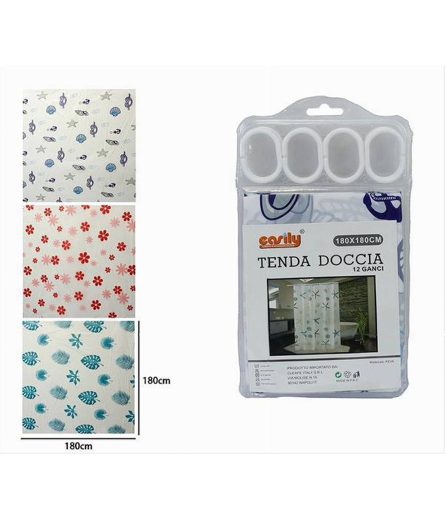 Tenda Per Doccia Varie Fantasie Impermeabile 180x180cm Con 12 Anelli Bagno 59825 --1