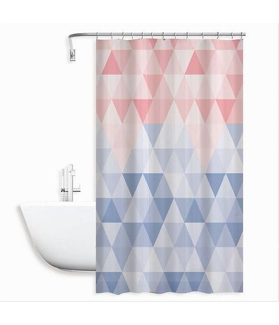 Tenda Doccia Impermeabile Bagno 12 Anelli Peva 180x200cm Triangolo Rosa Blu 79220 --0