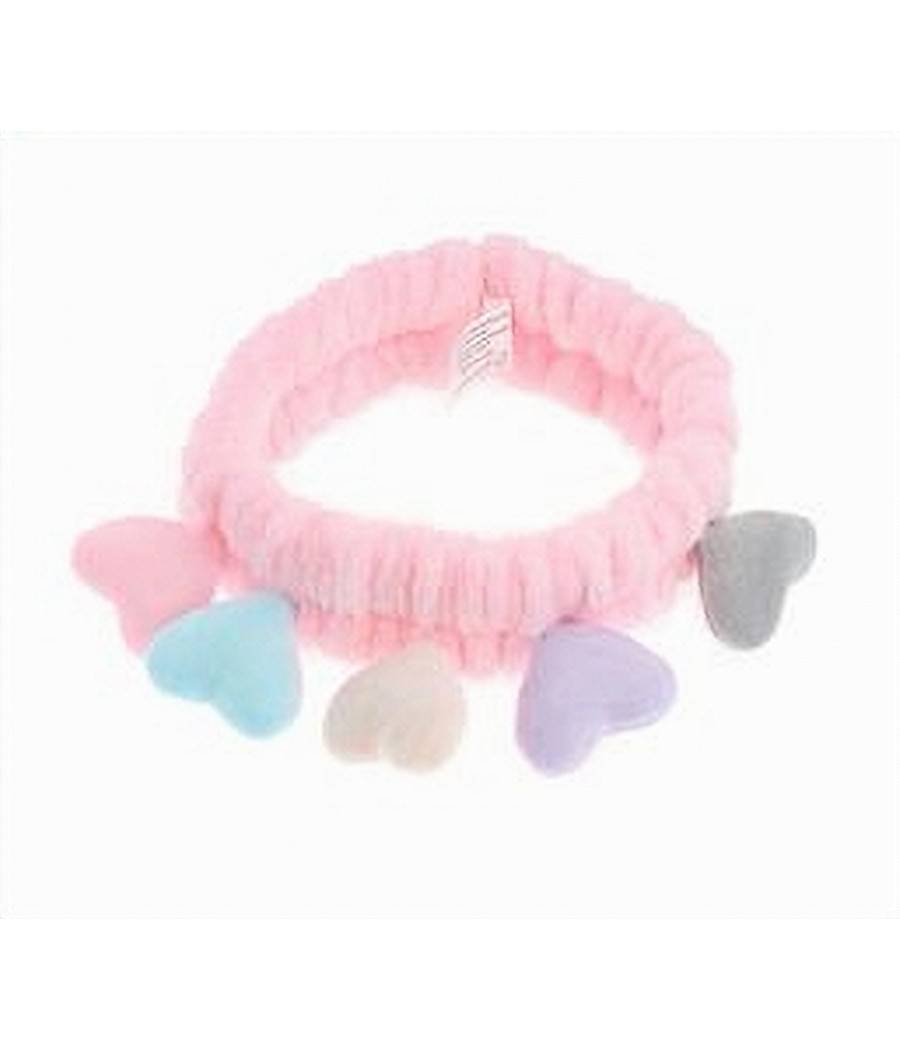 Fascia Capelli Doccia Shampoo Trucco Spugna Con Cuori Colorati 4 Colori 10749a --1