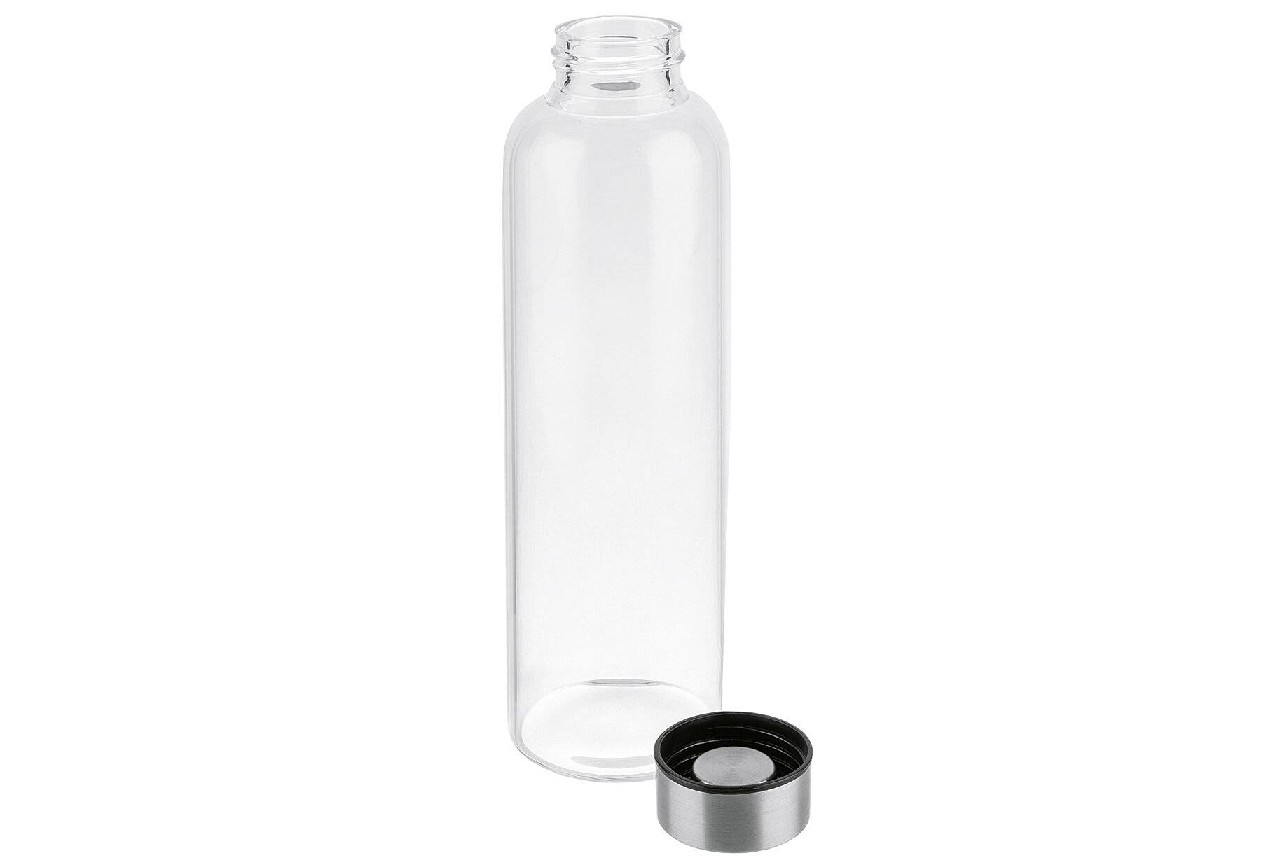 APS Trinkflasche, aus Glas, 0,55 Liter, transparent Behälter aus Glas, Schraubverschluss aus 18/8 Edelstahl, - 1 Stück (-1
