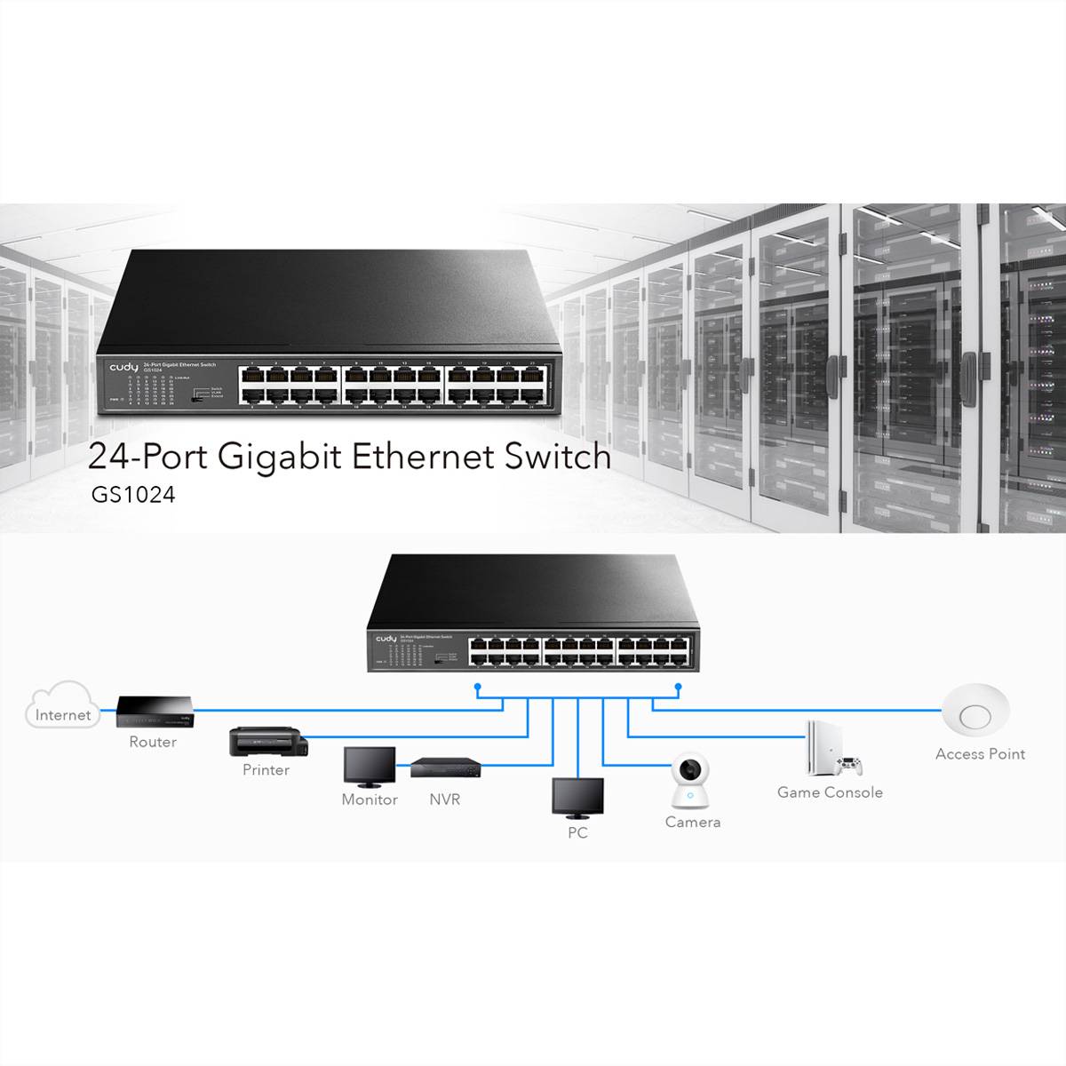 cudy GS1024 Cudy GS1024 switch di rete Gigabit Ethernet (10/100/1000) Nero Switch di rete-4