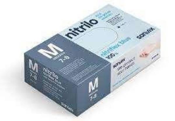 SANTEX Nitriflex Blu Confezione da 100 guanti in nitrile per l'esame M - 3,5 grammi - Nessuna polvere - lattice private