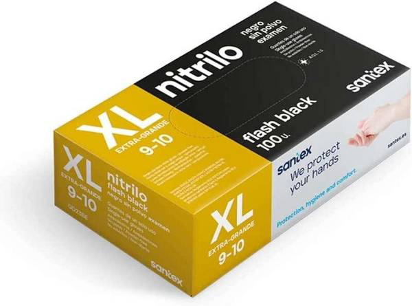 SANTEX FLASH BLACO BLACO di 100 guanti in nitrili dimensioni xl - 6 grammi - senza polvere - lattice libero - nessun est