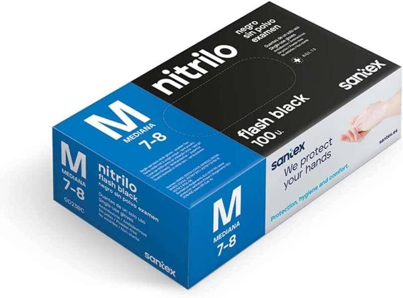 SANTEX FLASH BLACO BLACO di 100 guanti in nitrili dimensioni m - 6 grammi - nessuna polvere - lattice libero - non steri-0