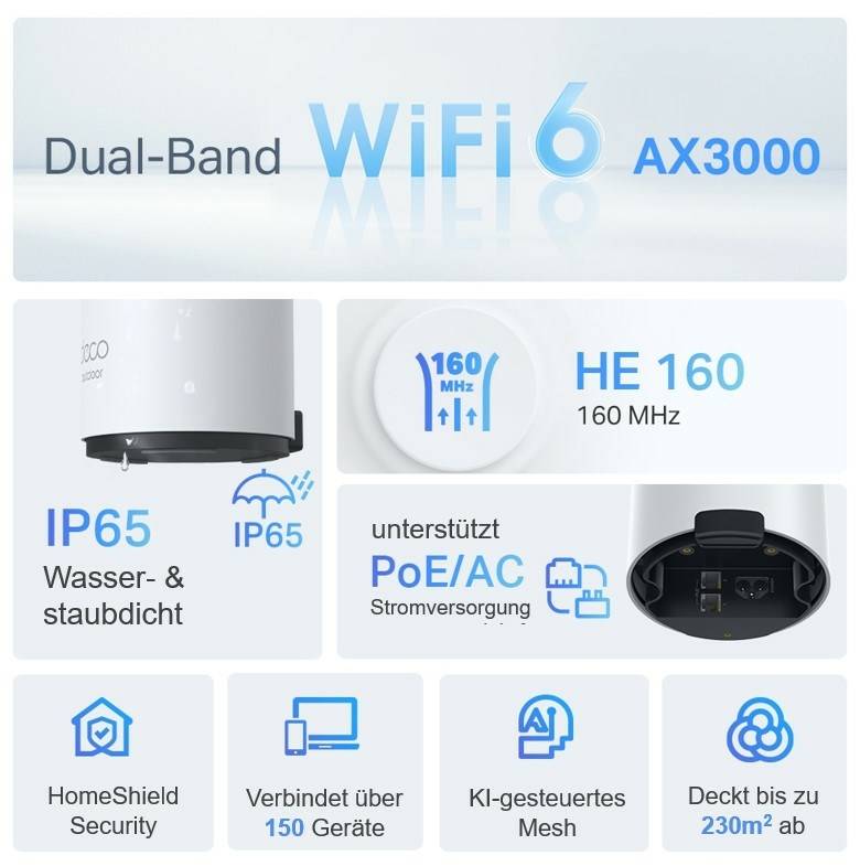 Tp-link deco x50-outdoor dual-band (2.4 ghz/5 ghz) wi-fi 6 (802.11ax) bianco 1 interno-2