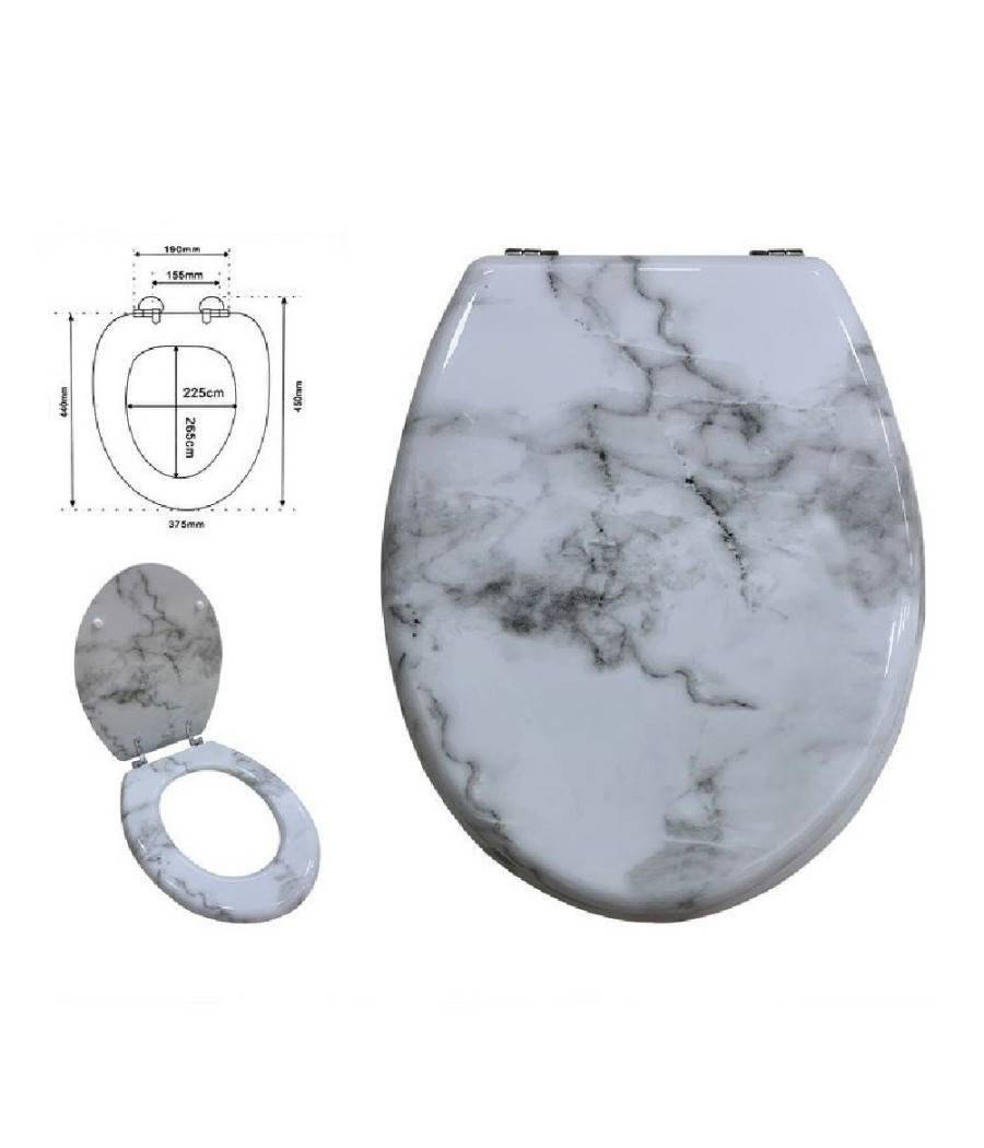 Copriwater Universale Resistente Con Stampa Marmorizzata Cerniere Wc Bagno 69201 - 3,5-1