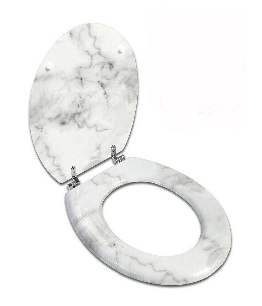 Copriwater Universale Resistente Con Stampa Marmorizzata Cerniere Wc Bagno 69201 - 3,5-2
