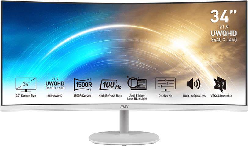 MSI Pro MP341CQW 86,4 cm (34" ) 3440 x 1440 Pixel UltraWide Quad HD Weiß (PRO MP341CQW)-0