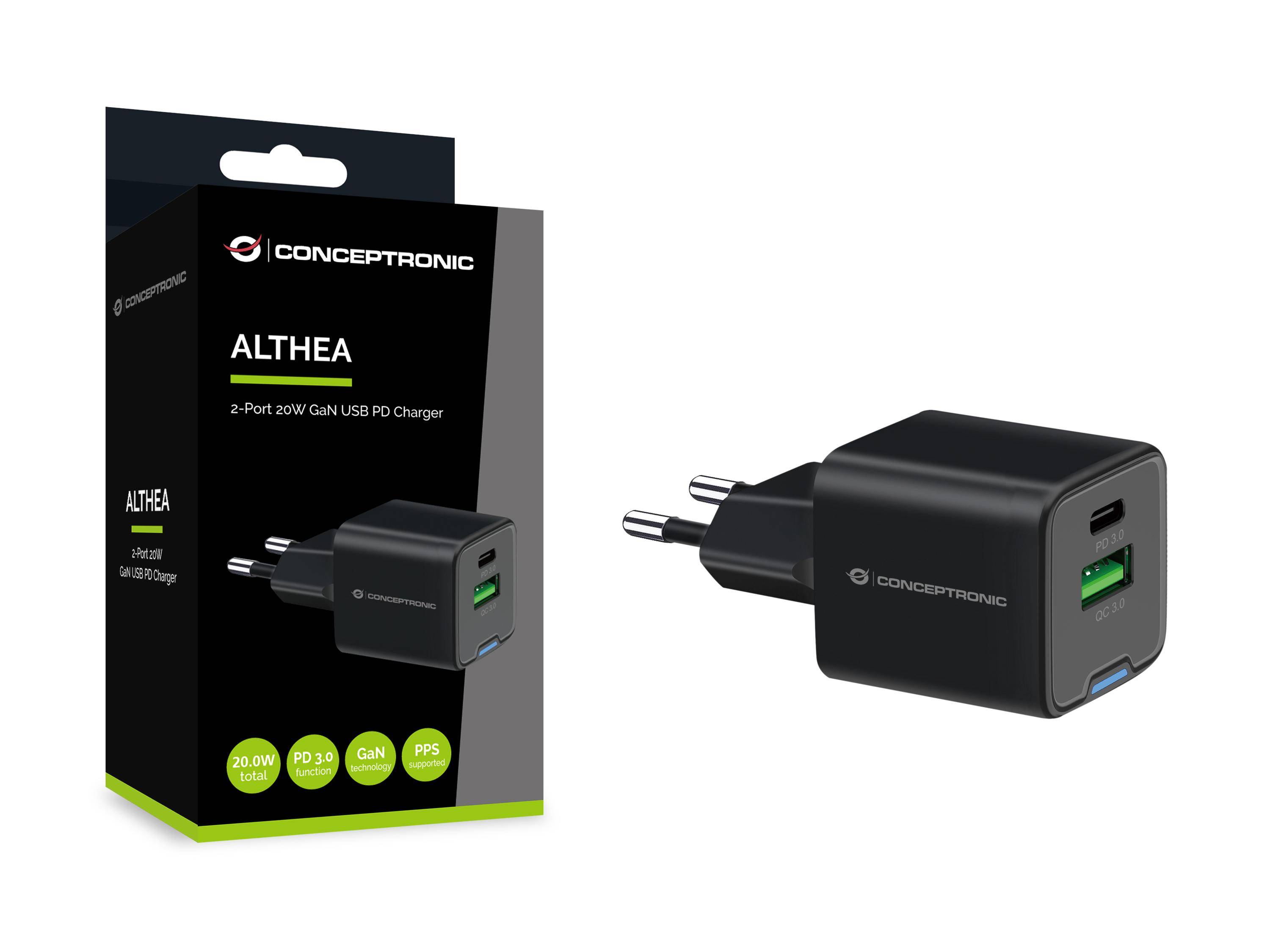 Conceptronic Ladegerät 2Port 20W 1xUSB-C 1xUSB-A Desk PD sw (ALTHEA15B)-3