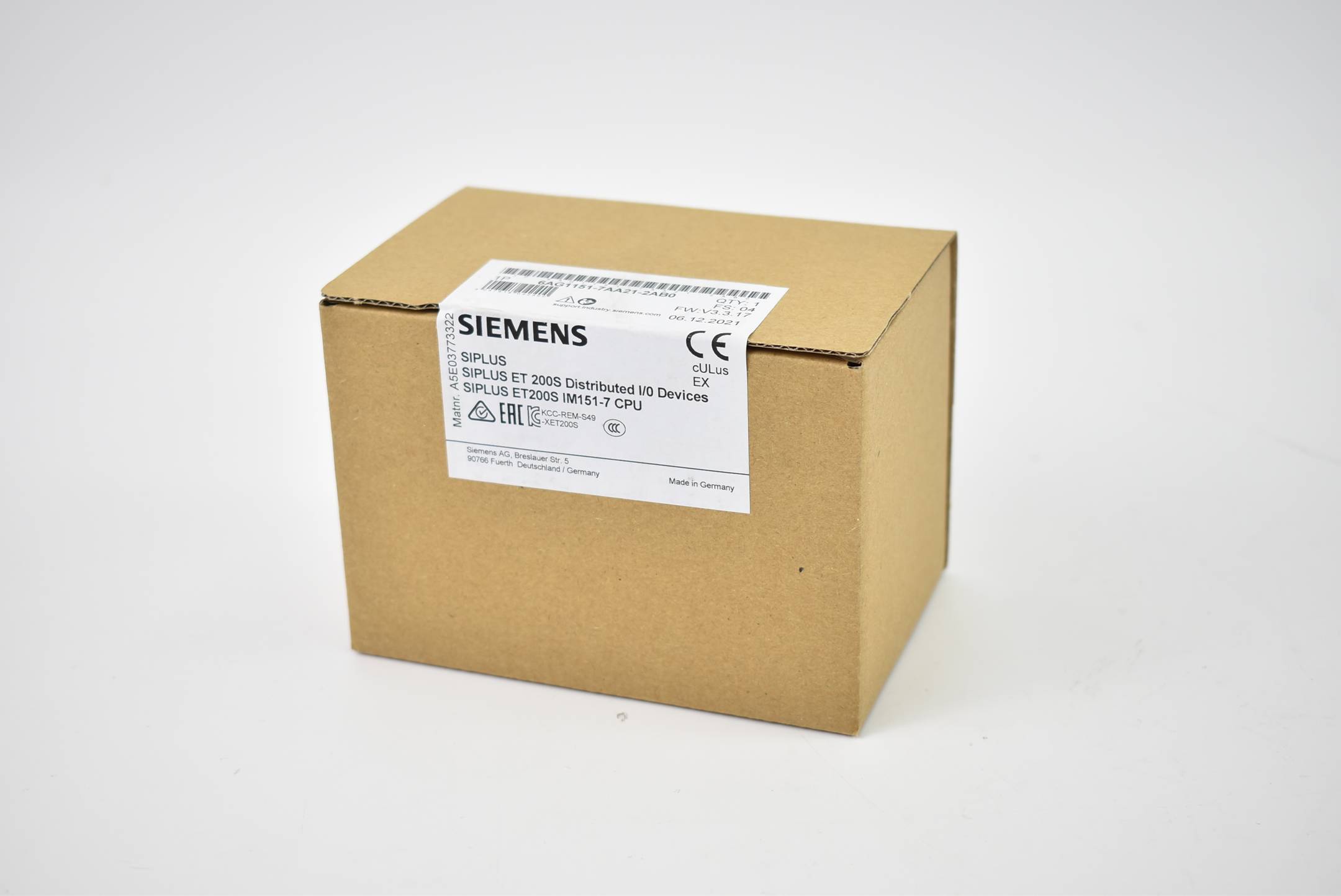 Siemens Dig.Industr. SIPLUS ET 200S CPU 6AG1151-7AA21-2AB0 Siemens Dig.Industr. SIPLUS ET 200S CPU 6AG115-0