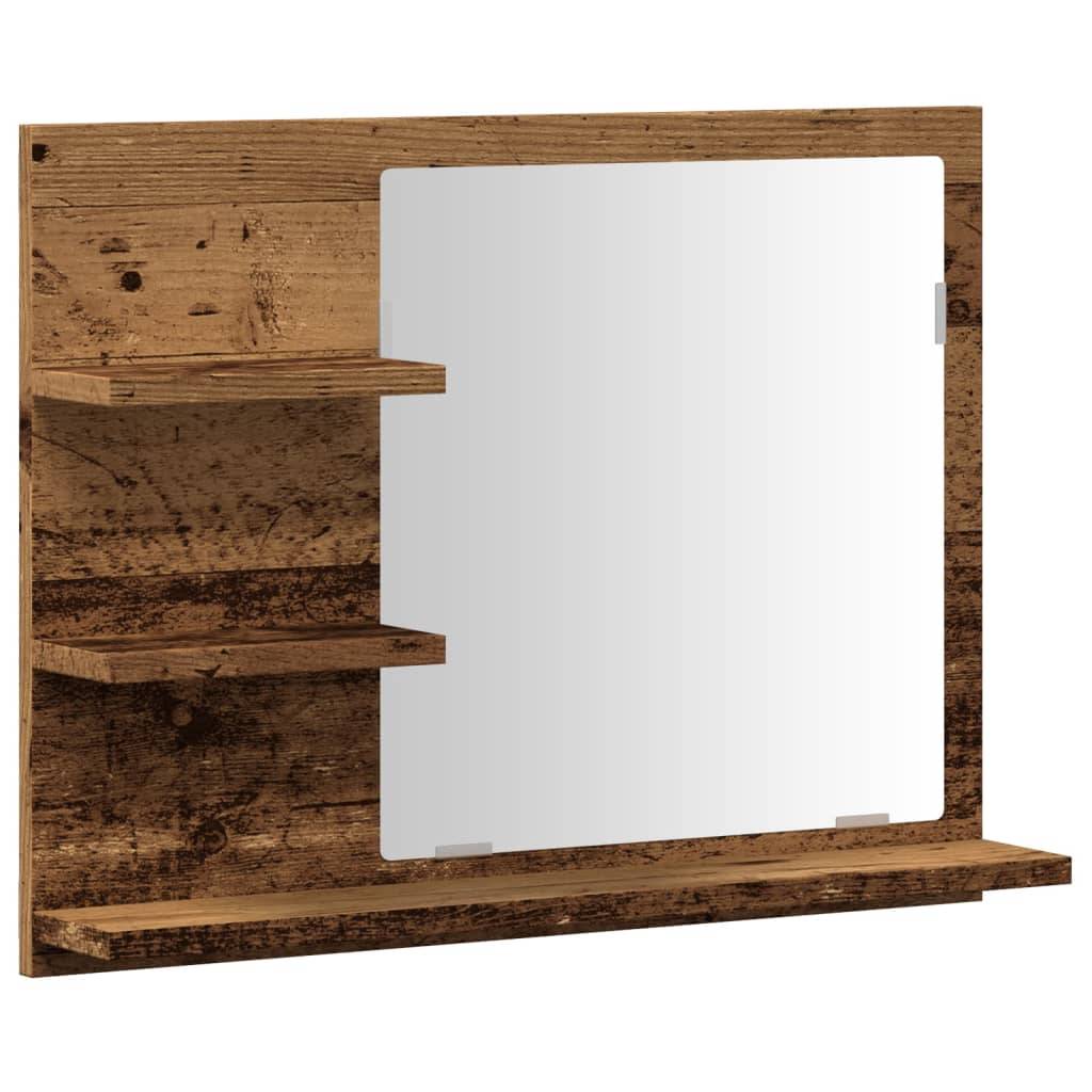 Armadietto a Specchio da Bagno Rovere Artigianale 60x10,5x45 cm