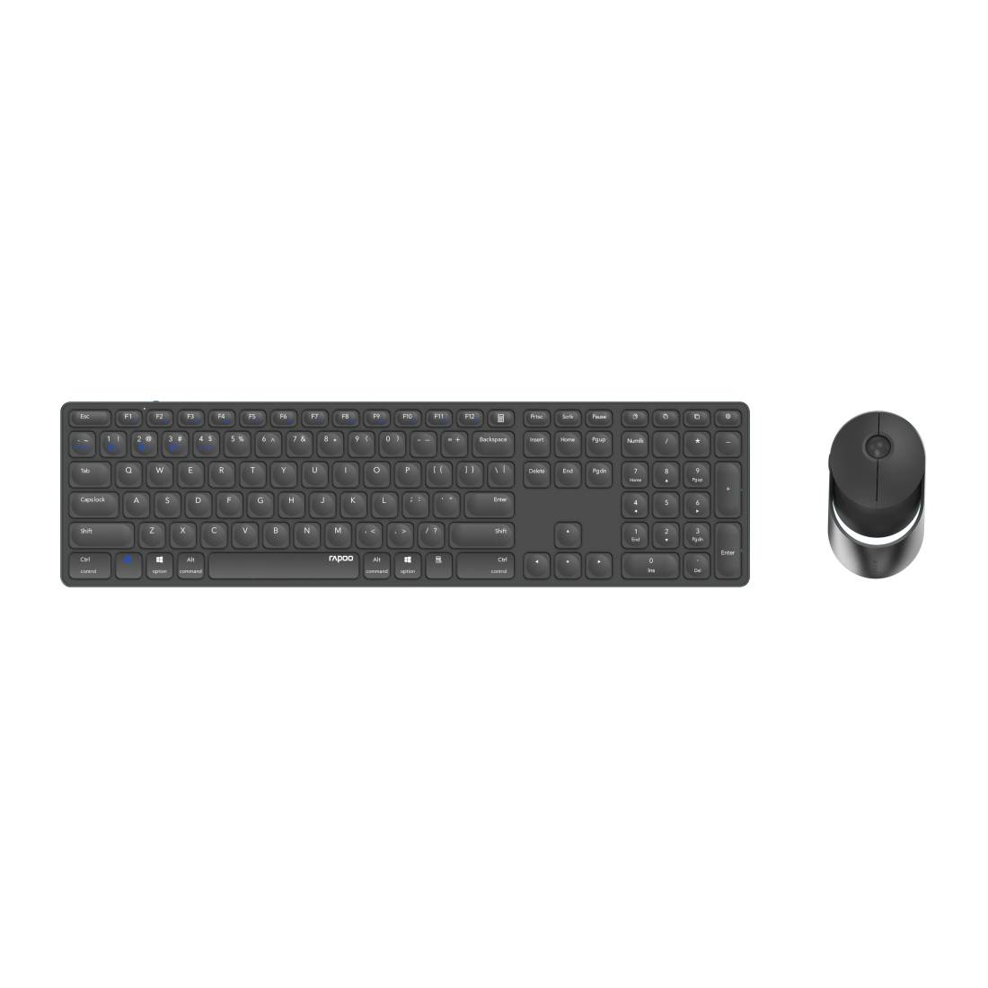 Rapoo 9850M Tastatur Maus enthalten RF Wireless + Bluetooth QWERTZ Deutsch Grau (00215389)-0