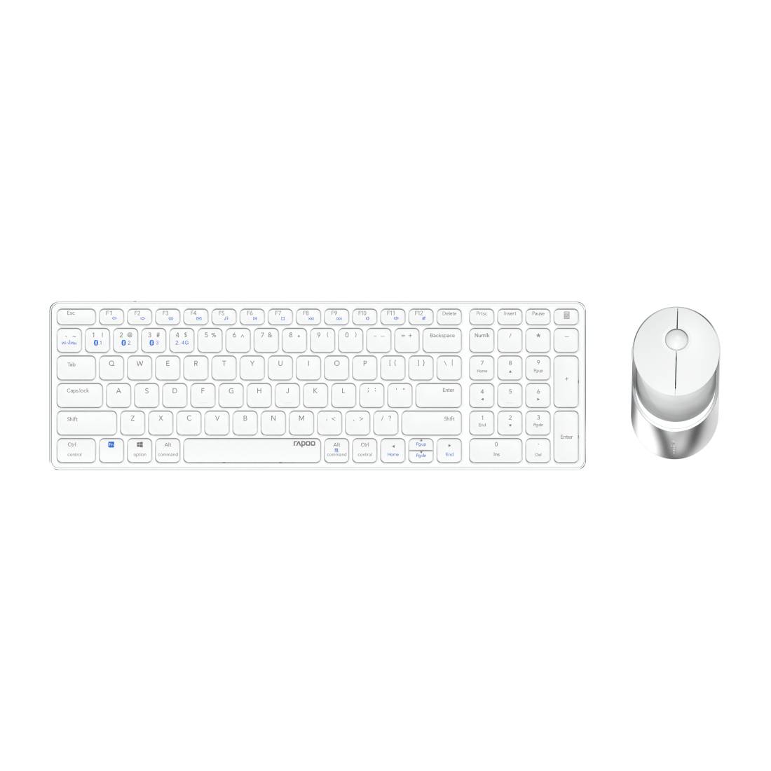 Rapoo 9750M Tastatur Maus enthalten RF Wireless + Bluetooth QWERTZ Deutsch Weiß (00215375)-0