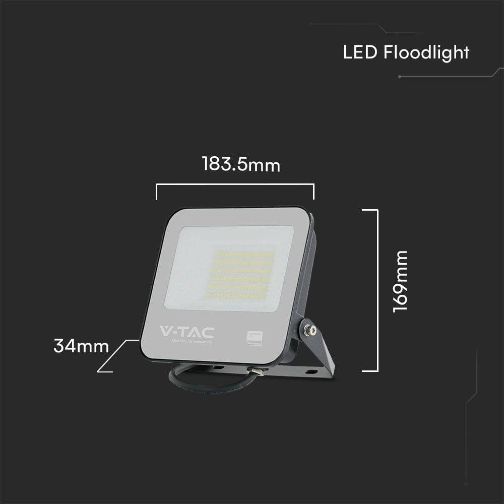 V-TAC Faro LED SMD Chip Samsung 50W Cavo 1m Bianco Naturale IP65-1
