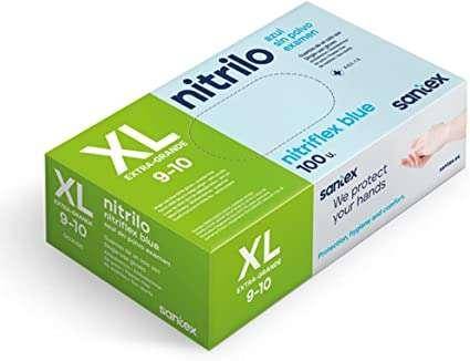 SANTEX Nitriflex Blu Confezione da 100 guanti in nitrile uso XL - 3,5 grammi - Nessuna polvere - lattice private lattice-0