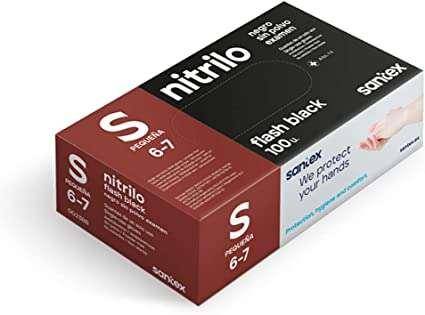 SANTEX FLASH BLACO BLACO di 100 guanti in nitrili dimensione s - 6 grammi - nessuna polvere - lattice libero - nessun es-0
