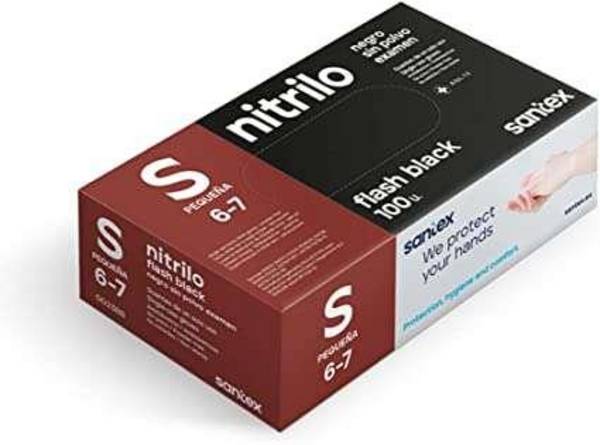 SANTEX FLASH BLACO BLACO di 100 guanti in nitrili dimensione s - 6 grammi - nessuna polvere - lattice libero - nessun es