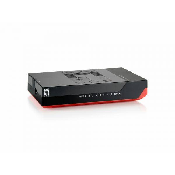 LevelOne GSW-0807 switch di rete Non gestito Gigabit Ethernet (10/100/1000) Nero, Rosso-2