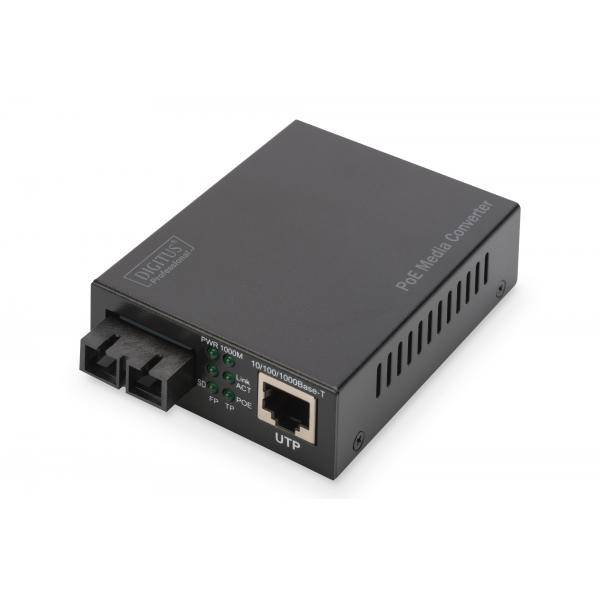 DIGITUS Gigabit PoE Medienkonverter, RJ45 / SC, MM, PSE-0