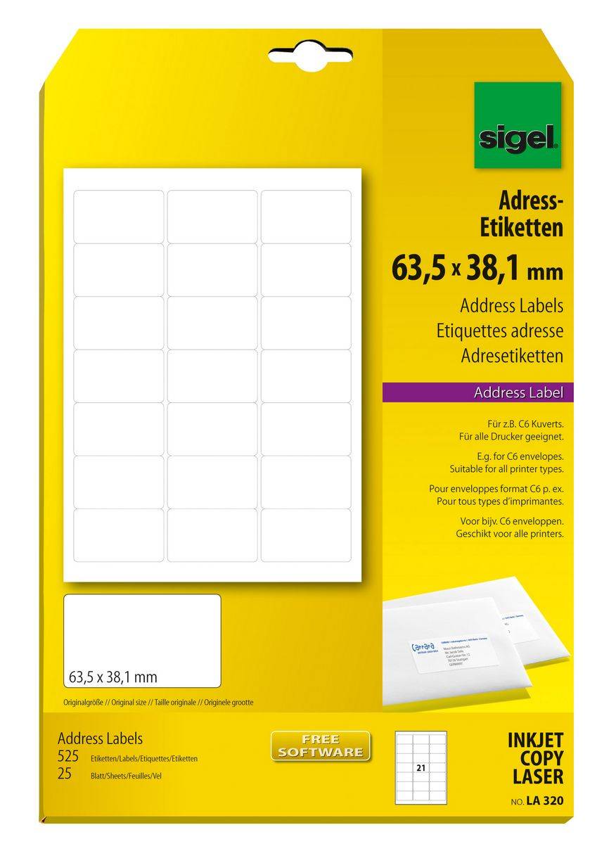 Sigel LA320 Weiß Nicht klebendes Druckeretikett Druckeretikett (LA320)-0