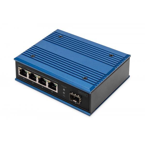 DIGITUS Industrial 4+1 Port Gigabit Ethernet PoE Switch Unmanaged 4 RJ45 Ports 10/100/1000mbits-0