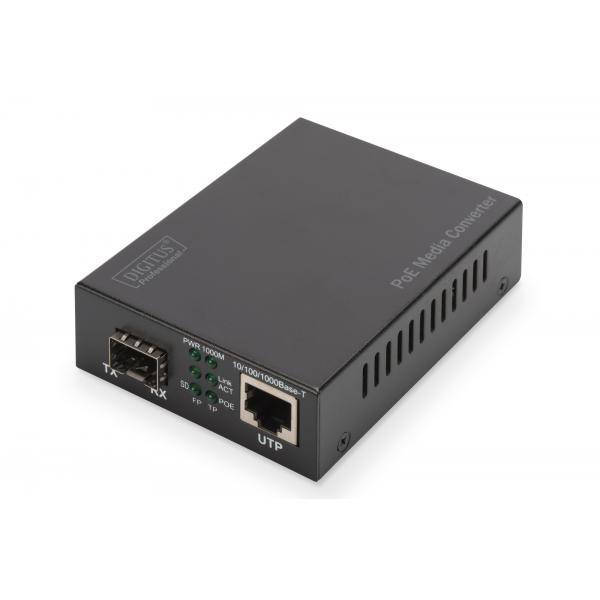 DIGITUS Gigabit PoE Medienkonverter, RJ45 / SFP, PSE