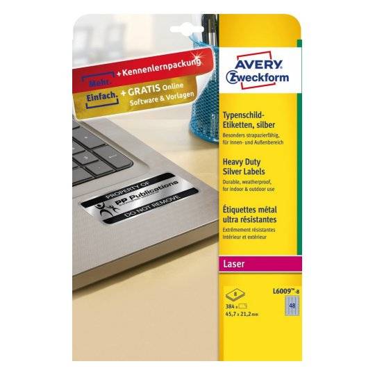 Avery L6009-8 etichetta per stampante Argento Etichetta per stampante autoadesiva-0