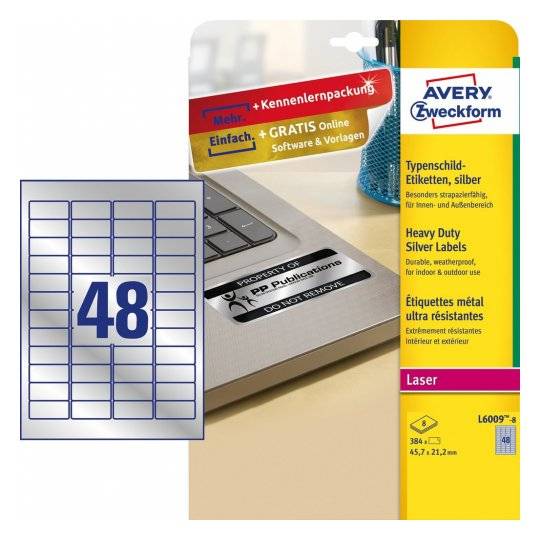 Avery L6009-8 etichetta per stampante Argento Etichetta per stampante autoadesiva-1