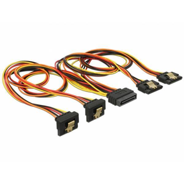 DeLOCK - Netz-Splitter - SATA Leistung (S) eingerastet bis SATA Leistung (R) Metallclip - 3,3 / 5 / 12 V - 50cm - Schwar-0