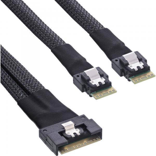 Cavo SAS InLine Slim, da SFF-8654 8i a 2x SFF-8654 4i, 0,5 m, 0,5 m, SFF-8654 8i, 2x SFF-8654 4i, dritto, dritto, 24 Gbi