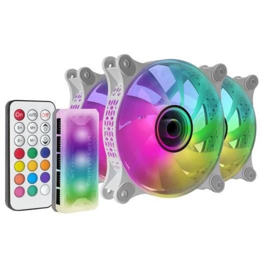 LOT DE 3 VENTILATEURS BOITIER MARS GAMING MF-3D RGB - 12CM (BLANC)-0