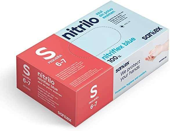 SANTEX Nitriflex Blu Pacco da 100 guanti in nitrile per test - 3,5 grammi - senza polvere - reticolo privato reticolo --0
